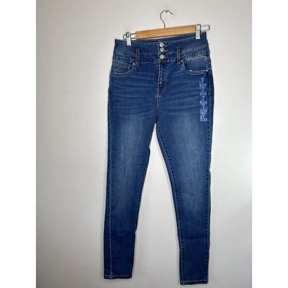 Refuge Ibiza Jeans Womens Dark Denim High Rise Stacked Waist Push Up Size 7 NWT - Picture 3 of 12